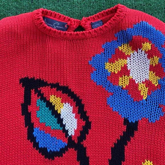 Vintage 80’s Jimmy Garcia New York Hand Loomed Flower Sweater Women’s Size Small - Picture 4 of 10